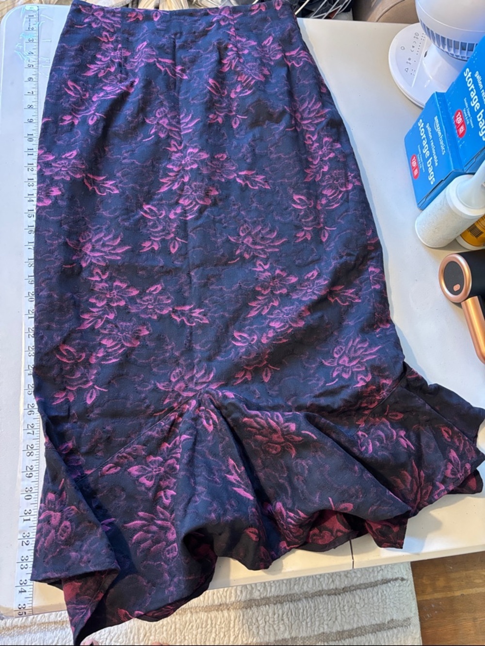 Vintage Joanie Char Mermaid Skirt Size Medium Floral Witchy Theater Trumpet Punk - Picture 10 of 10